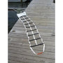 Load image into Gallery viewer, Markusnet Emergency ladder with black rungs on a wooden dock by water
